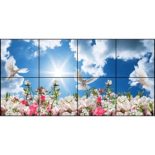 تایل سقفی آسمان مجازی مدل ابر و گل و کبوتر سایز 60x60 سانتیمتر مجموعه 8 عددی
