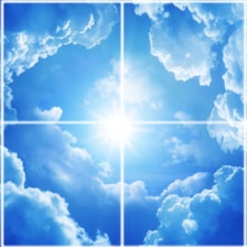 تایل سقفی آسمان مجازی طرح خورشید درخشان و ابرها کد ST 7126-4 سایز 60x60 سانتی متر مجموعه 4 عددی