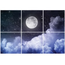 تایل سقفی آسمان مجازی طرح مهتاب ستاره ها و ابر کد ST 7115-6 سایز 60x60 سانتی متر مجموعه 6 عددی