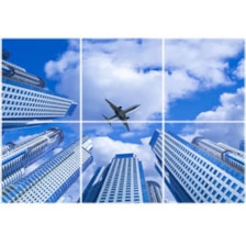 تایل سقفی آسمان مجازی طرح هواپیما و ساختمان های مرتفع کد ST 7236-6 سایز 60x60 سانتی متر مجموعه 6 عددی