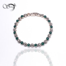 دستبند نقره زنانه با سنگ سبز کد:1448